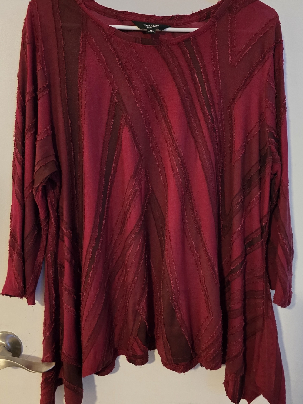 Simply Vera Vera Wang Red Textured Long Sleeve Tunic